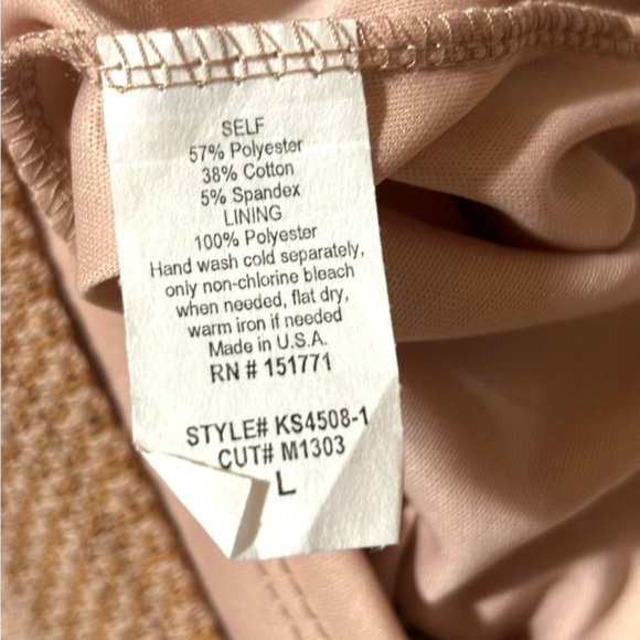 Luca + Grae NWT Bodycon Lined Lg Elastic Waist Woven Nude/Tan Stripe Mini Skirt - Picture 8 of 16